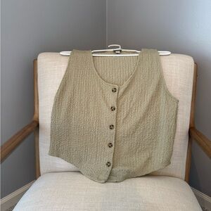 A New Day Sage Green Button Up Tank Top